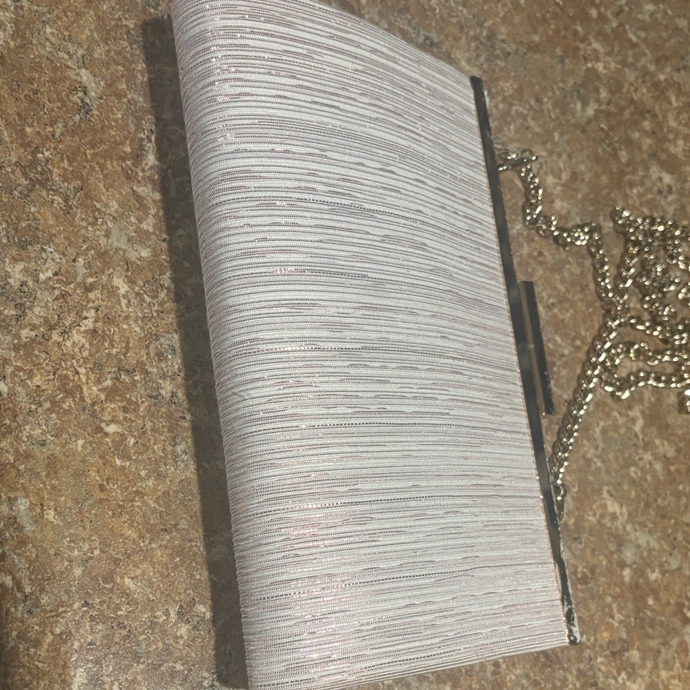Nina Textured Silver Wristlet with Chain